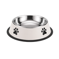Paw Print Steel Bowl — Non-Slip Stainless Feeding Bowl