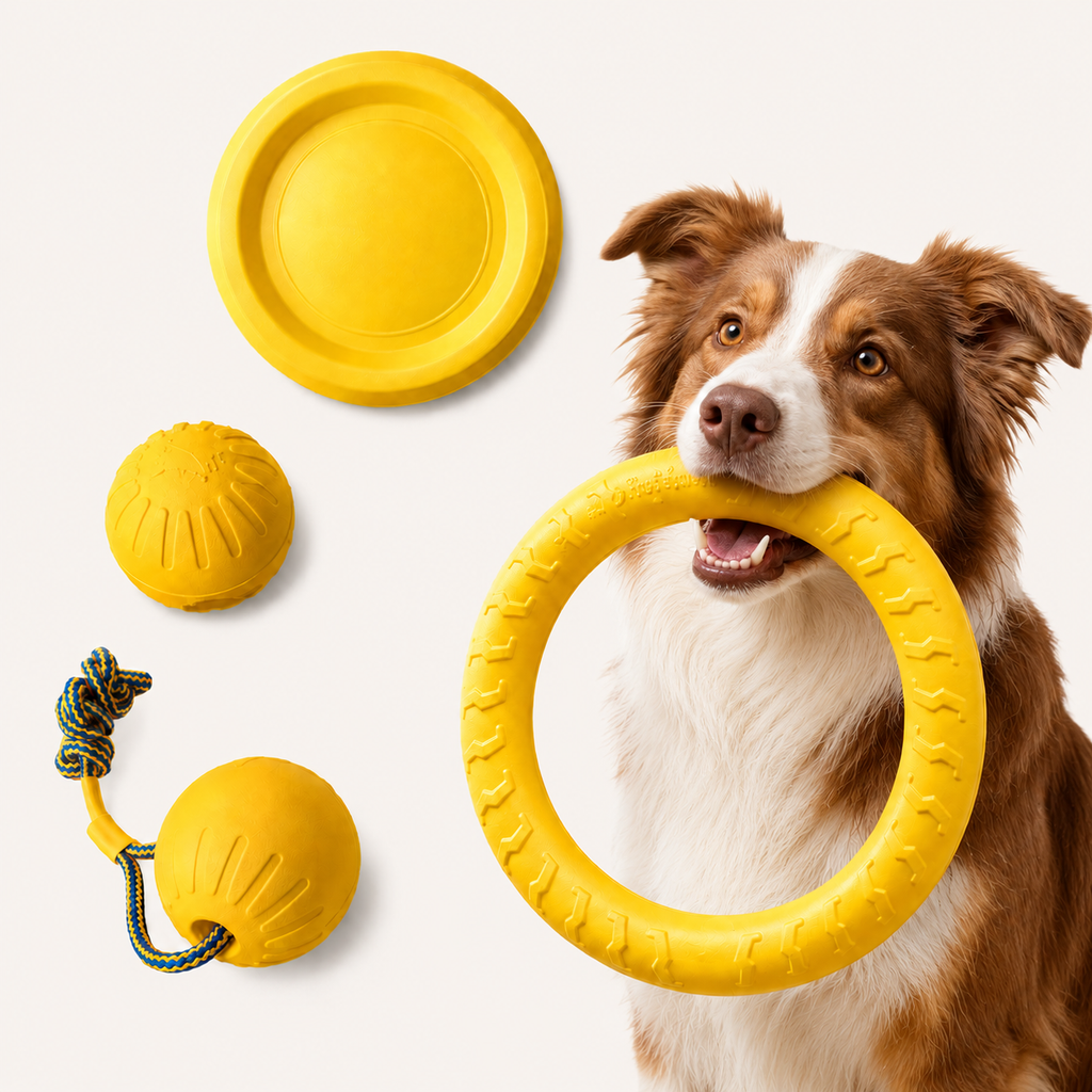 LEA Dog Toy Set — Chew-Proof Ball, Ring & Disc for Active Dogs