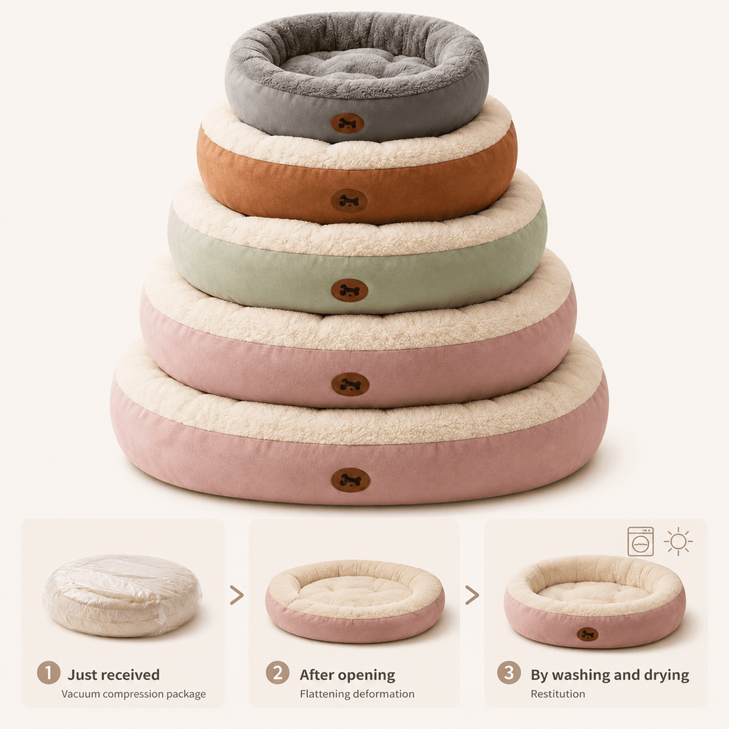 Cozy Round Dog Bed — Plush Calming Nest Cushion