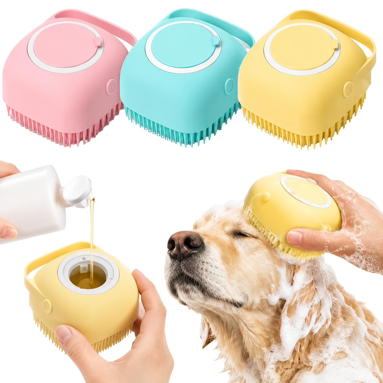 2-in-1 Calming Bath Brush - Massage & Shampoo Dispenser